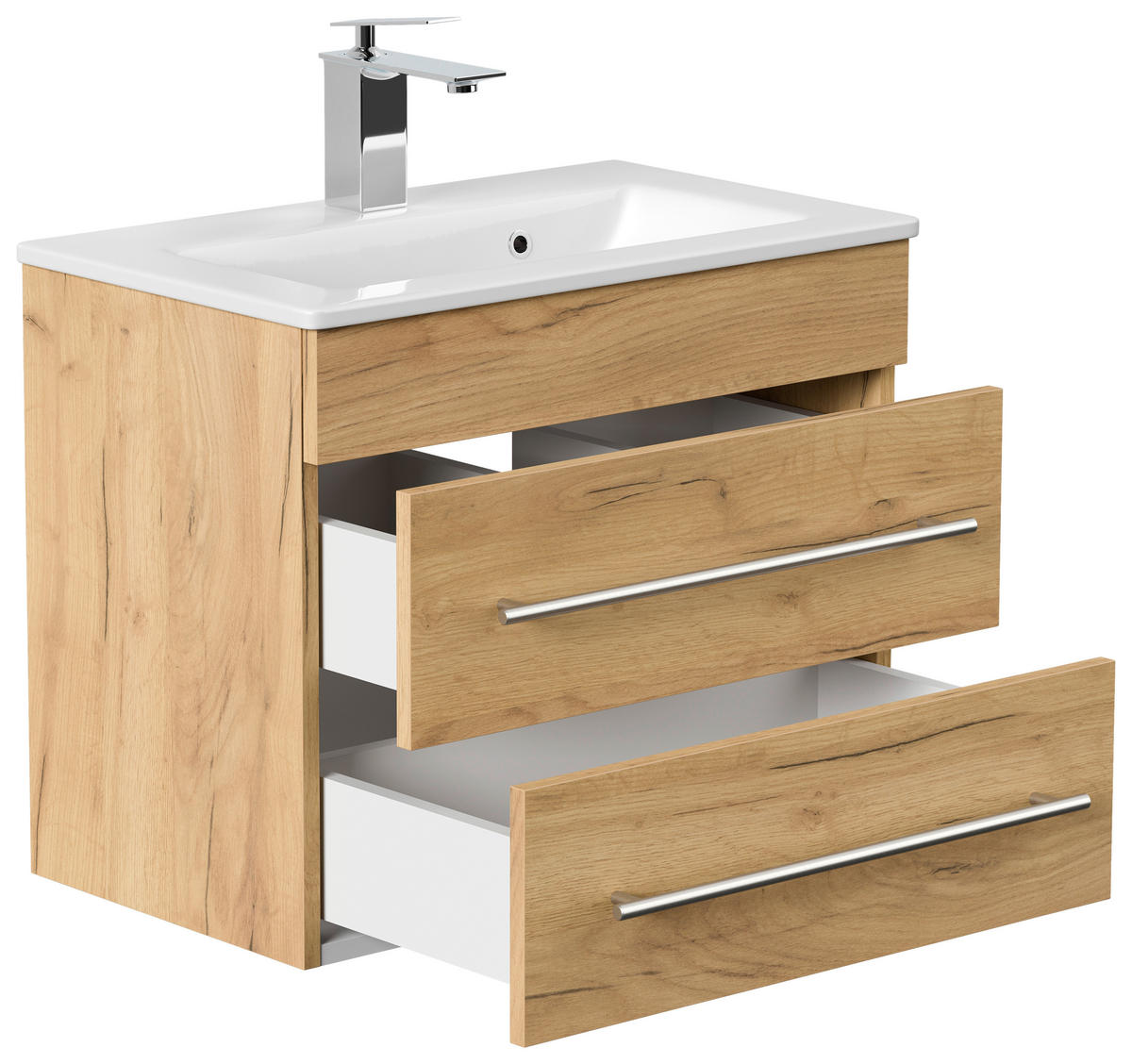 BADEZIMMER  in 60,6 cm  - Eichefarben/Silberfarben, MODERN, Keramik/Holzwerkstoff (60,6cm) - MID.YOU