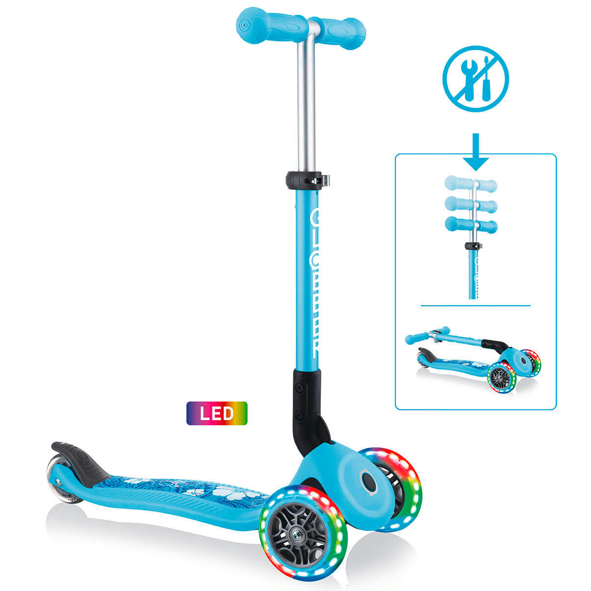 SCOOTER JUNIOR FOLDABLE FANTASY LIGHTS  - Hellblau, LIFESTYLE, Kunststoff (56/28,6/68cm) - GLOBBER