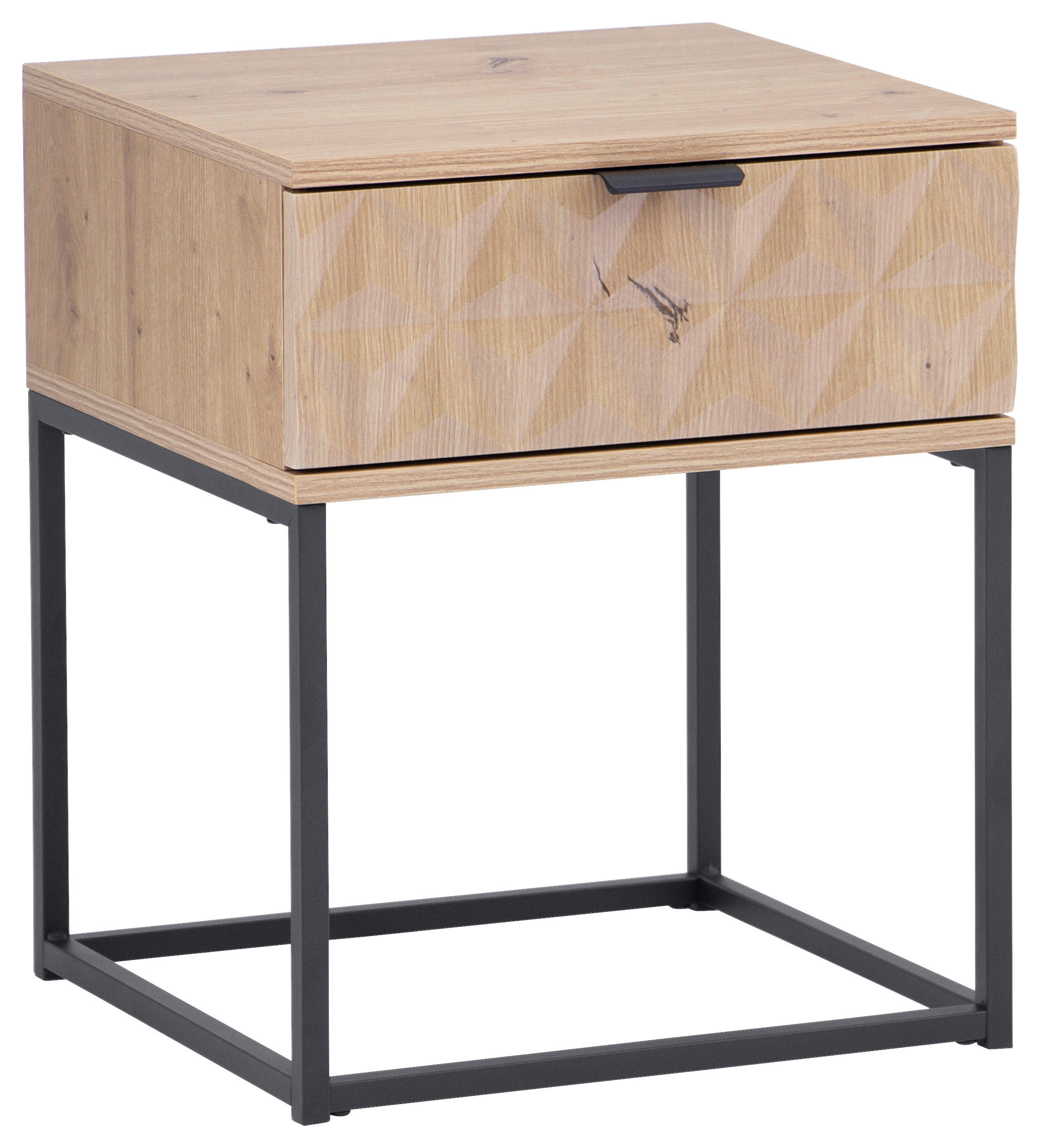 NACHTSCHRANK 42,5/52/38,5 cm  - Eichefarben/Schwarz, KONVENTIONELL, Holzwerkstoff/Metall (42,5/52/38,5cm) - Boxxx