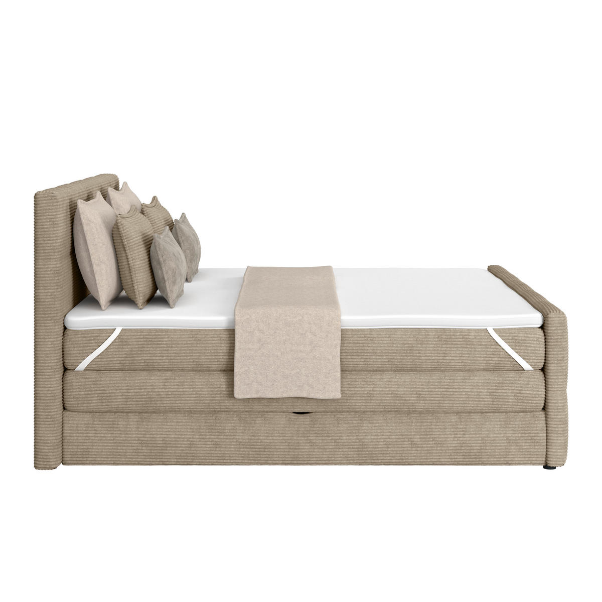 BOXSPRINGBETT 160/200 cm,  in Schlammfarben, gepolstertes Kopfteil, Bettkasten, Topper, Matratzen, H4 + H4 = sehr fest  - Schlammfarben, KONVENTIONELL, Holz/Holzwerkstoff (160/200cm)