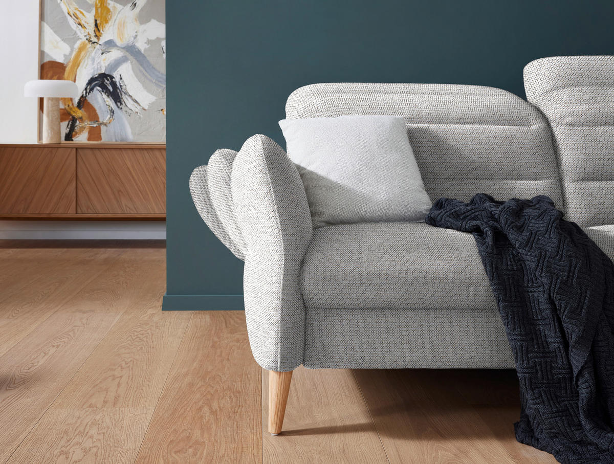 2-SITZER-SOFA in Webstoff Ecru  - Ecru/Eiche Bianco, Design, Holz/Textil (192-220/85-106/98-112cm) - Dieter Knoll