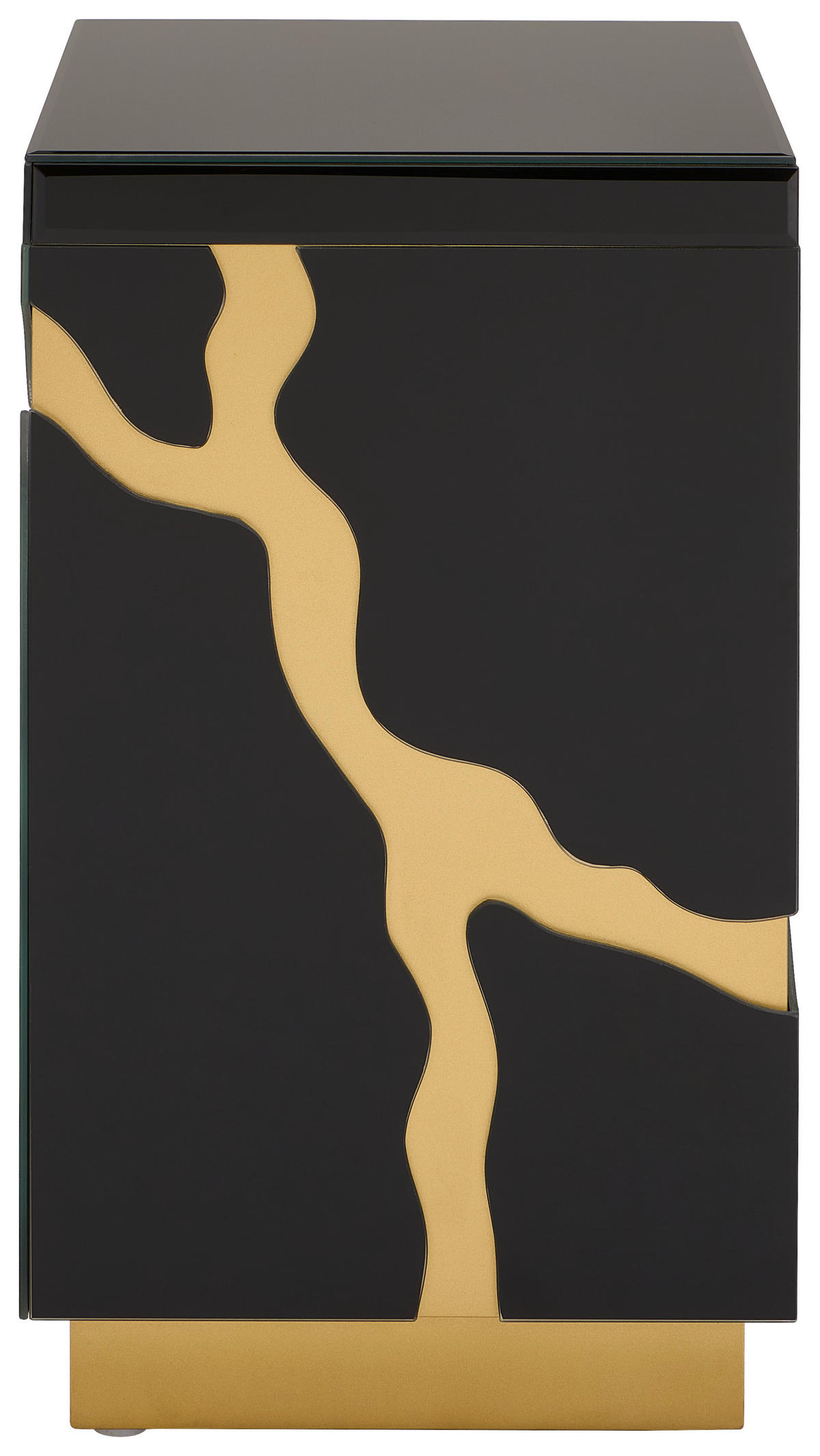 BEISTELLTISCH in Glas, Holzwerkstoff 30/30/50 cm  - Goldfarben/Schwarz, Trend, Glas/Holzwerkstoff (30/30/50cm) - Xora