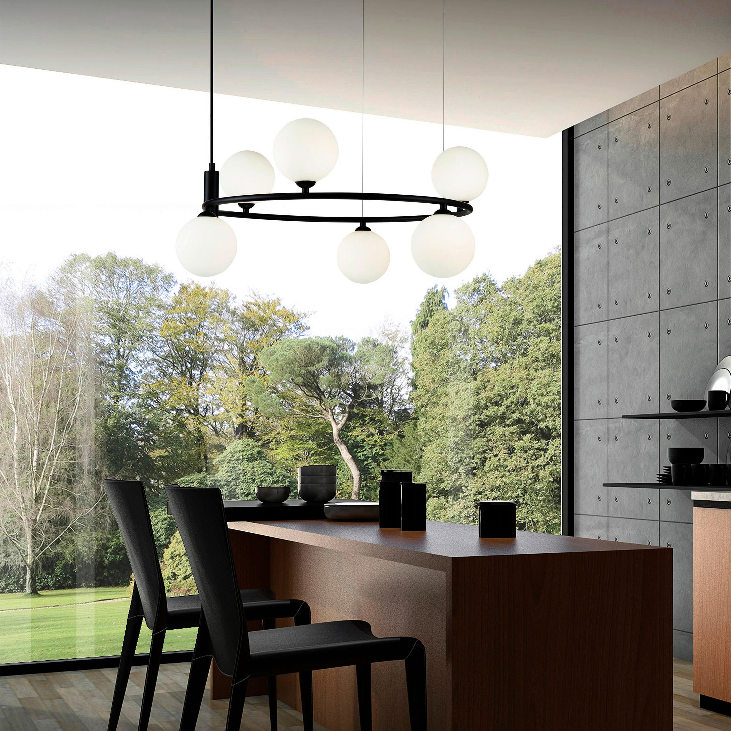 PENDELLAMPA 58/28/58 cm - vit/svart, Trend, metall/glas (58/28/58cm) - MAYTONI
