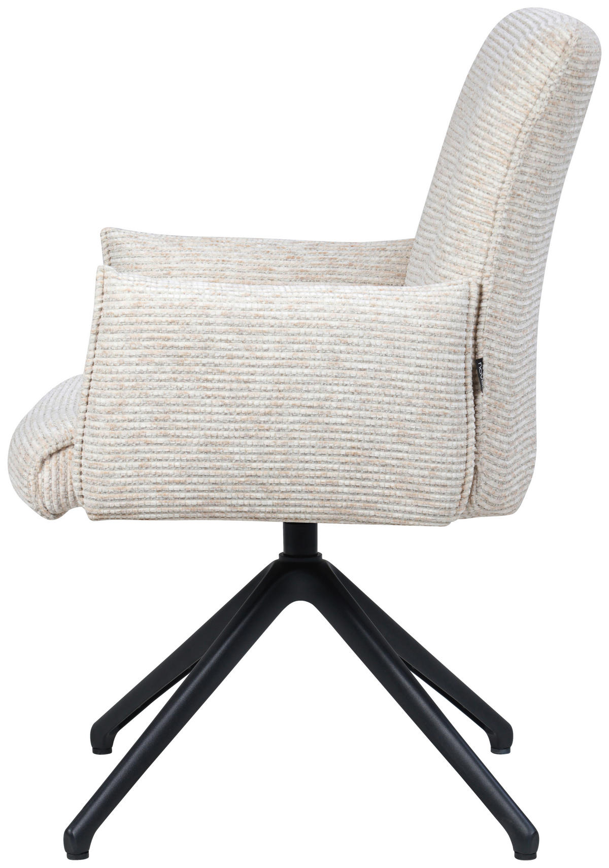 ARMLEHNSTUHL  Sitzfläche 360° drehbar, inklusive Armlehnen, automatische Rückholfunktion Webstoff  - Beige/Schwarz, Design, Textil/Metall (65/91/65cm) - Novel