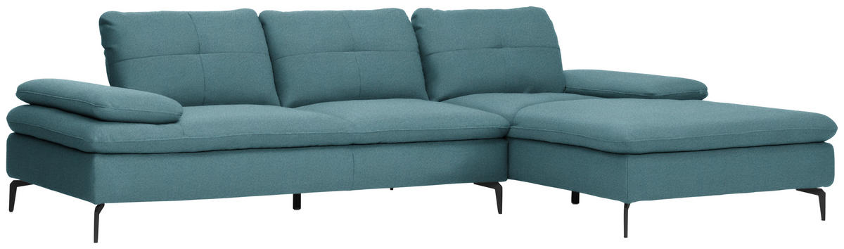 ECKSOFA in Webstoff Hellblau  - Schwarz/Hellblau, Design, Textil/Metall (301/179cm) - Chilliano