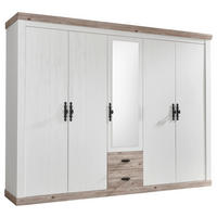 KLEIDERSCHRANK 265/201/60 cm 5-türig Pinienfarben, Hellbraun  - Hellbraun/Schwarz, Design, Holzwerkstoff/Metall (265/201/60cm) - MID.YOU