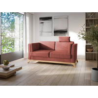 2,5-SITZER Flachgewebe Kirschrot  - Eichefarben/Kirschrot, KONVENTIONELL, Holz/Textil (183/84/93cm) - Sit & More