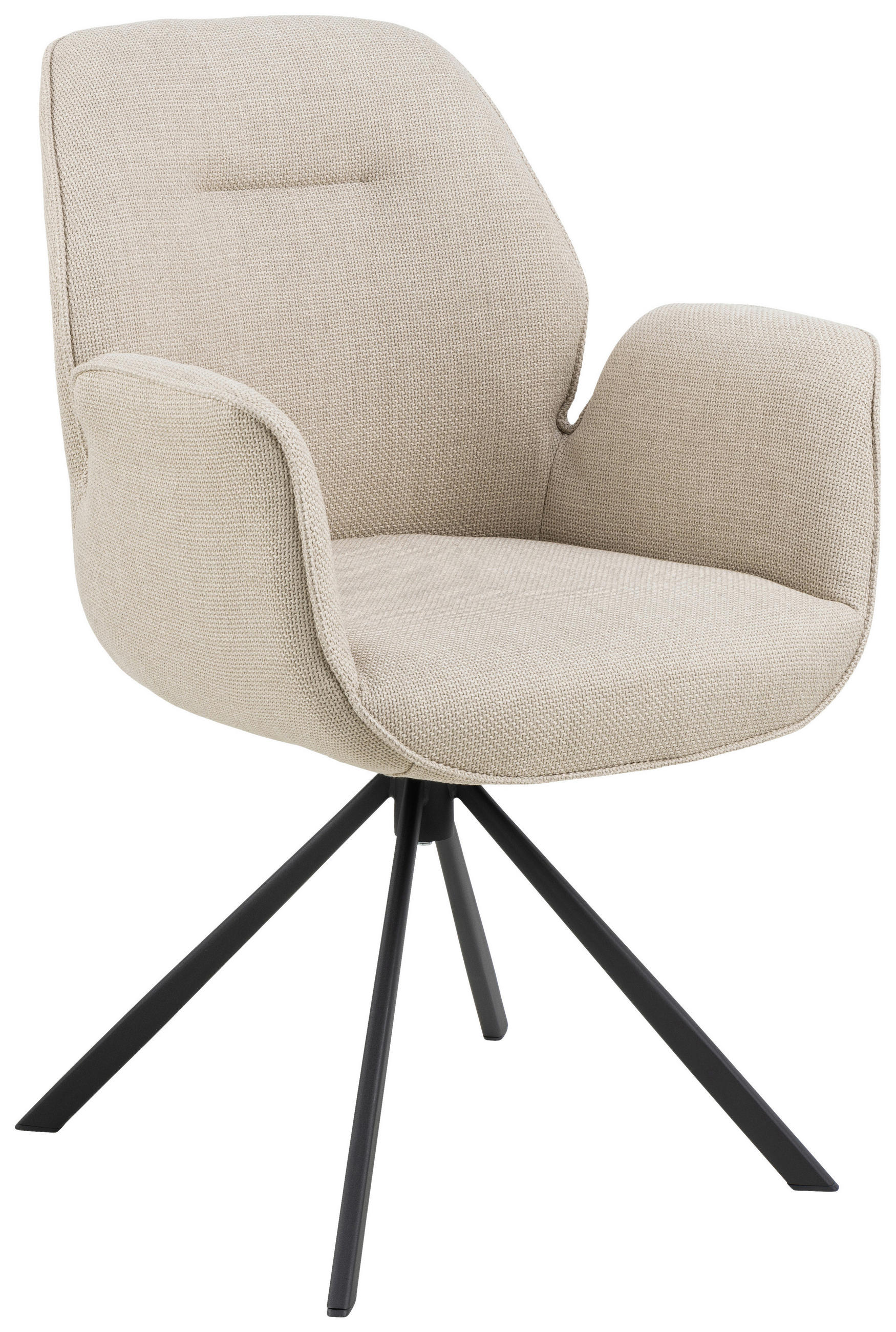 STOLIČKA S PODRÚČKAMI, tkaná textília, béžová - čierna/béžová, Design, kov/textil (60,5/90/62cm) - MID.YOU