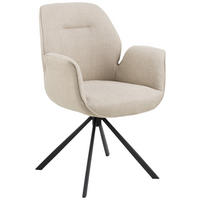 STOLIČKA S PODRÚČKAMI, tkaná textília, béžová - čierna/béžová, Design, kov/textil (60,5/90/62cm) - MID.YOU