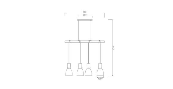HÄNGELEUCHTE  - Schwarz/Naturfarben, Trend, Holz/Metall (90/15/150cm) - Novel