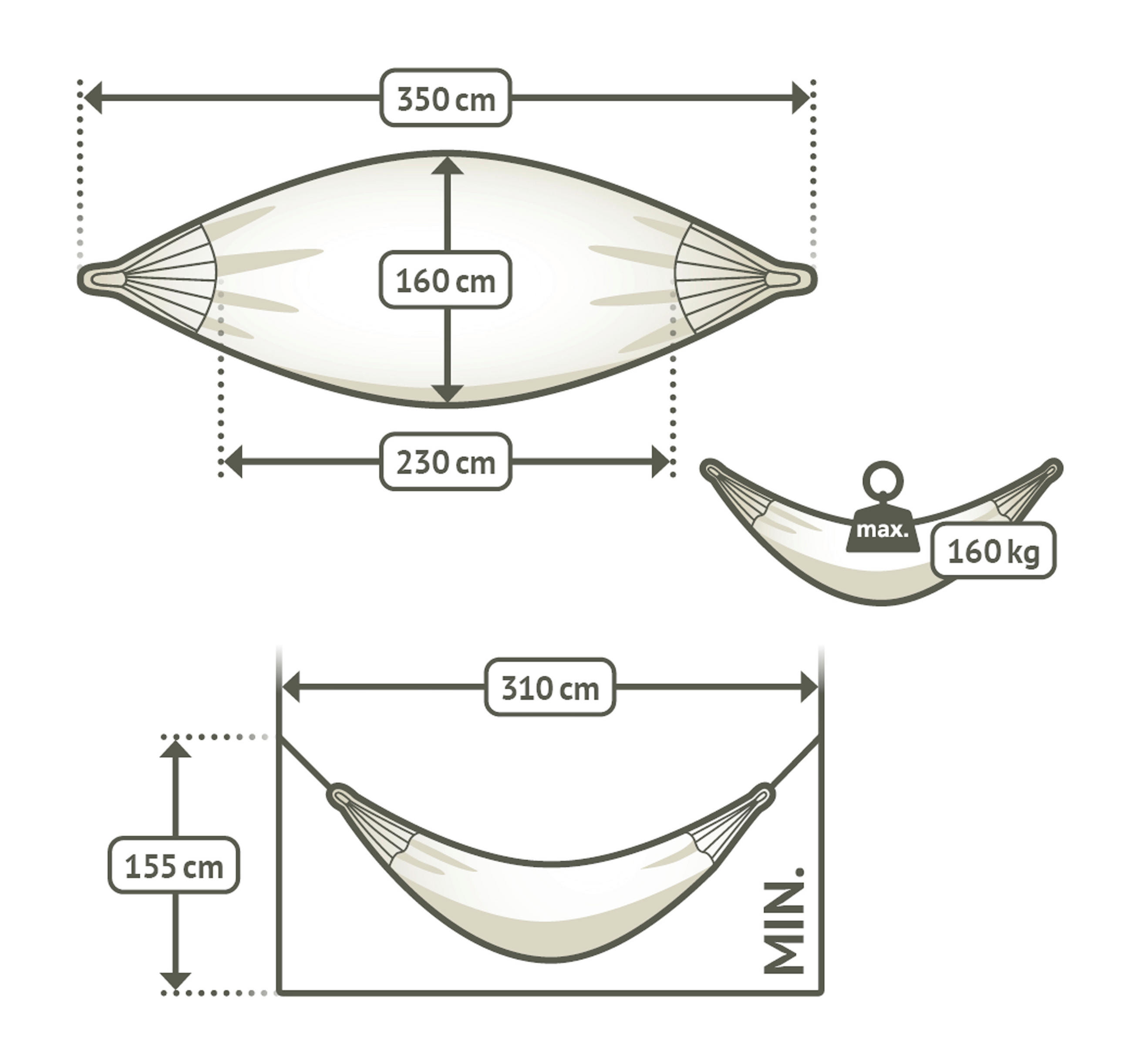 HÄNGEMATTE double org. cotton  - Weiß, KONVENTIONELL, Textil (160/350cm) - La Siesta