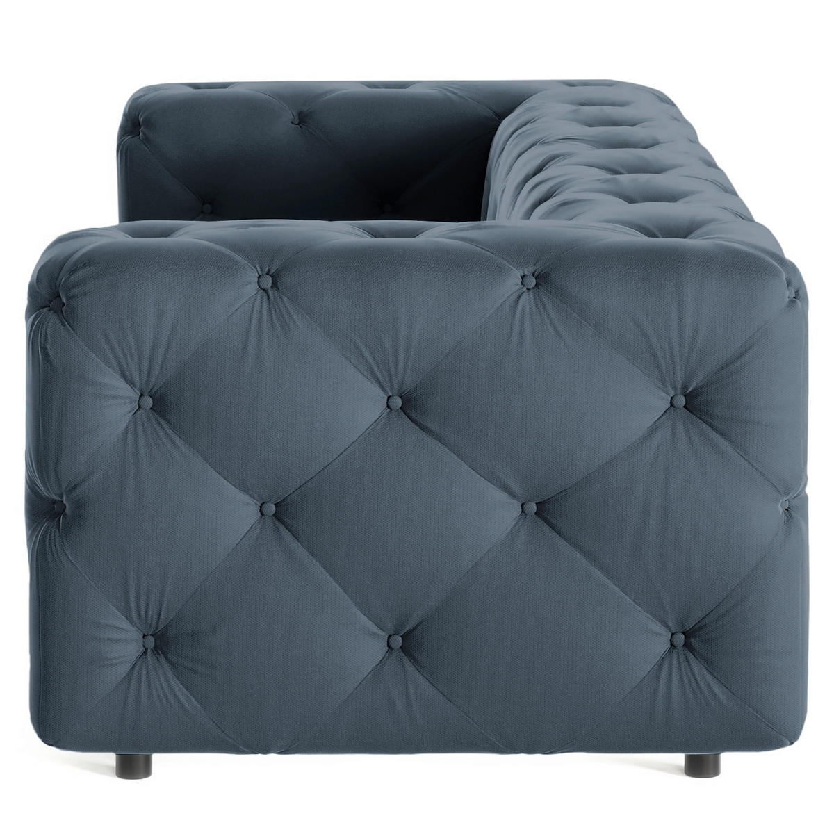 3-SITZER-SOFA Samt Dunkelblau  - Schwarz/Dunkelblau, Design, Kunststoff/Textil (230/71/100cm) - P & B
