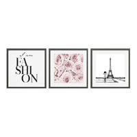 BILDERSET - Pink/Schwarz, Basics, Holz/Papier (30/30/2.5cm)