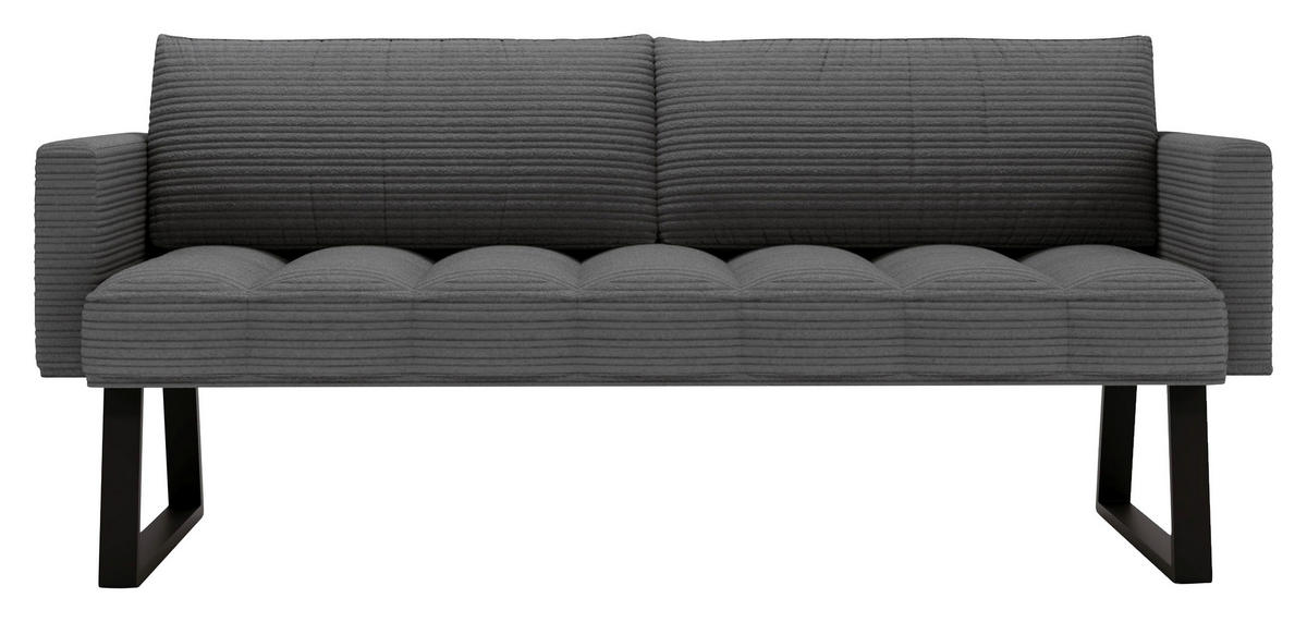 SITZBANK 200/88/69 cm Struktur Anthrazit Metall  - Anthrazit/Schwarz, Design, Textil/Metall (200/88/69cm) - Valdera