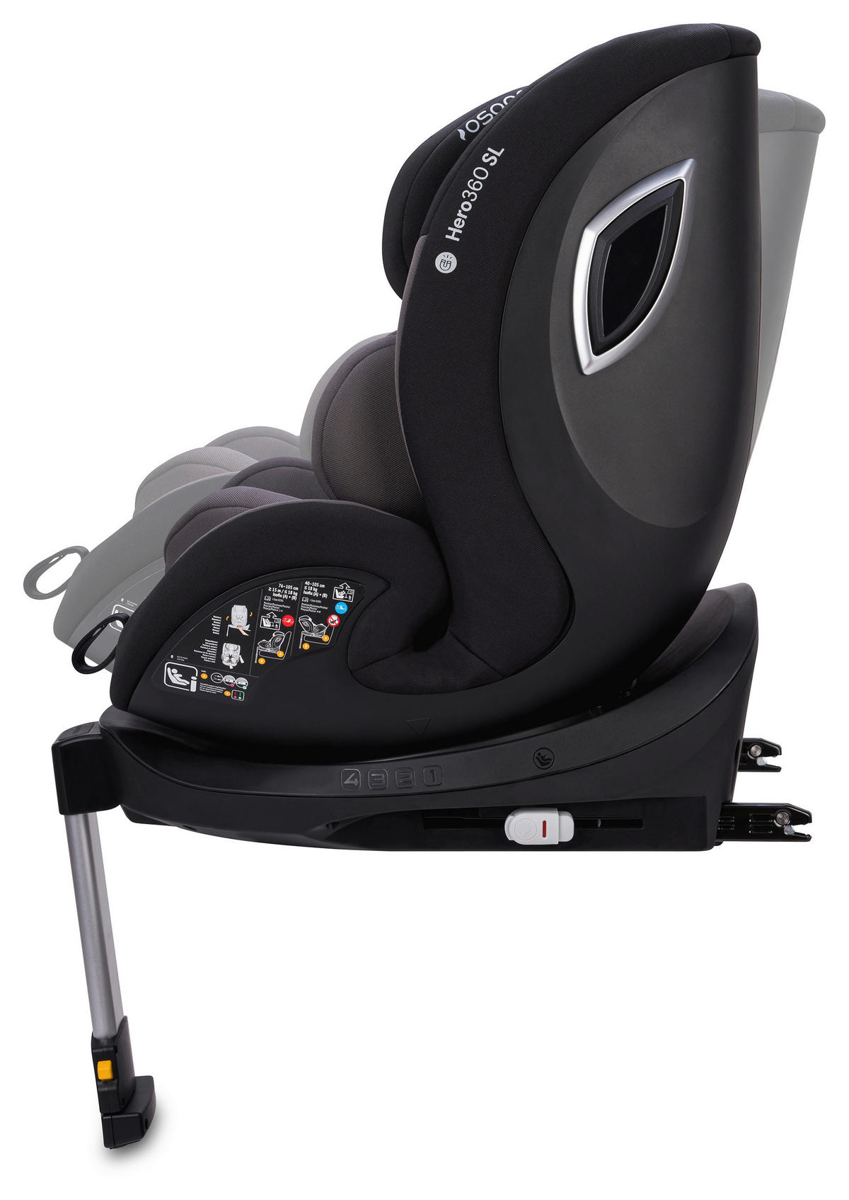 REBOARDER-KINDERSITZ HERO360 SL Twill Black  - Schwarz, Basics, Kunststoff/Textil (44/65/55cm) - Osann