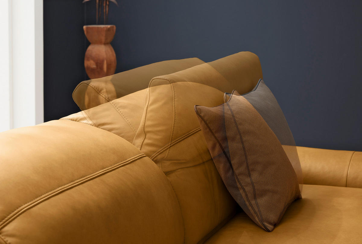 ECKSOFA MR 2490 Gelb Echtleder  - Gelb/Bronzefarben, Design, Leder/Metall (342/207cm) - Musterring