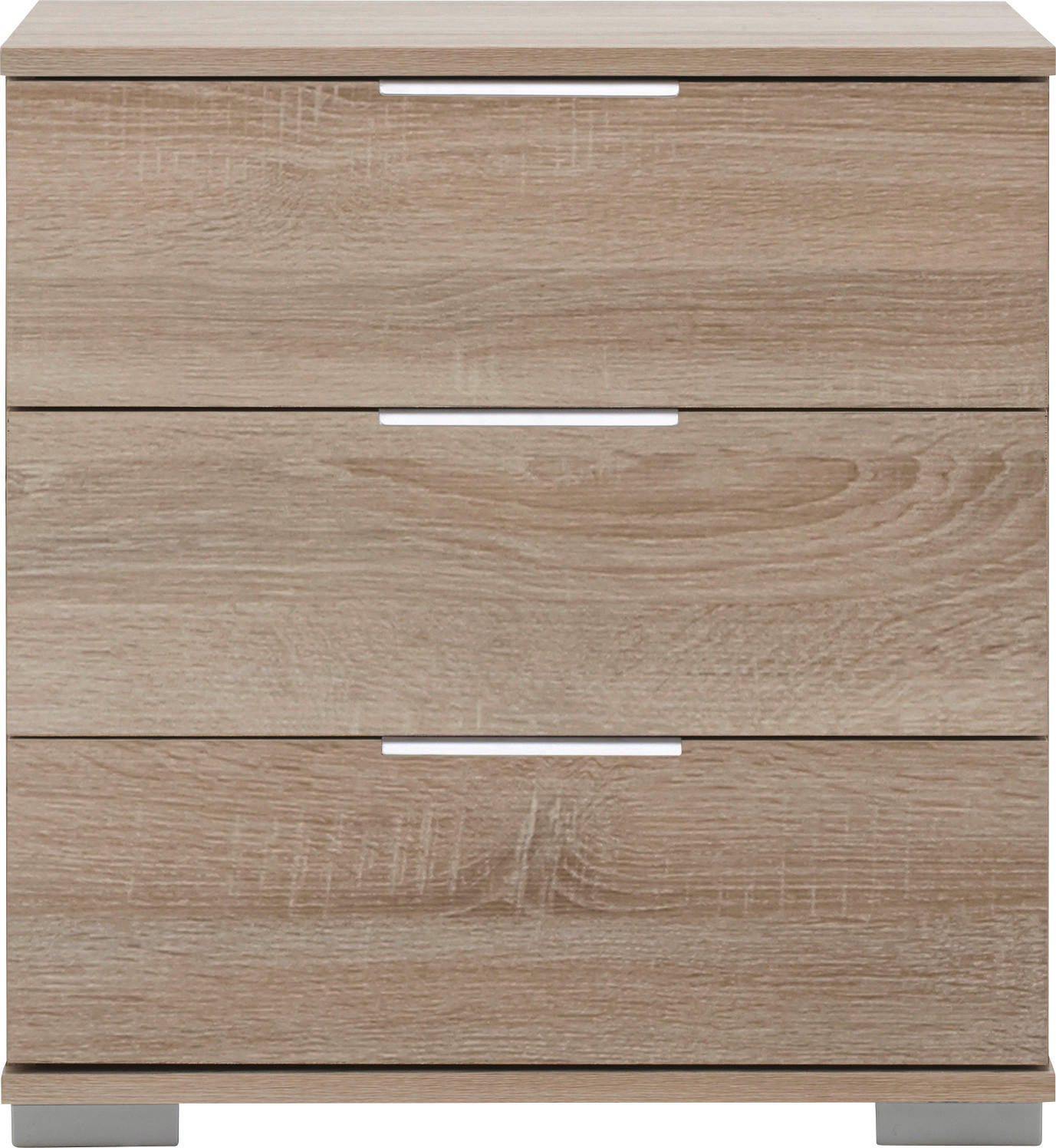NACHTSCHRANK 52/58/38 cm - Eichefarben/Alufarben, Design, Holzwerkstoff/Kunststoff (52/58/38cm) - Livetastic