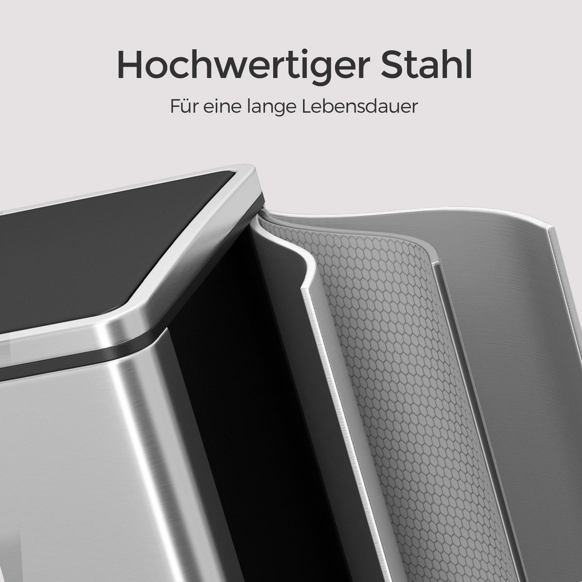 ABFALLSAMMLER 60 L  - Edelstahlfarben/Schwarz, Basics, Kunststoff/Metall (58,5/65/32cm)