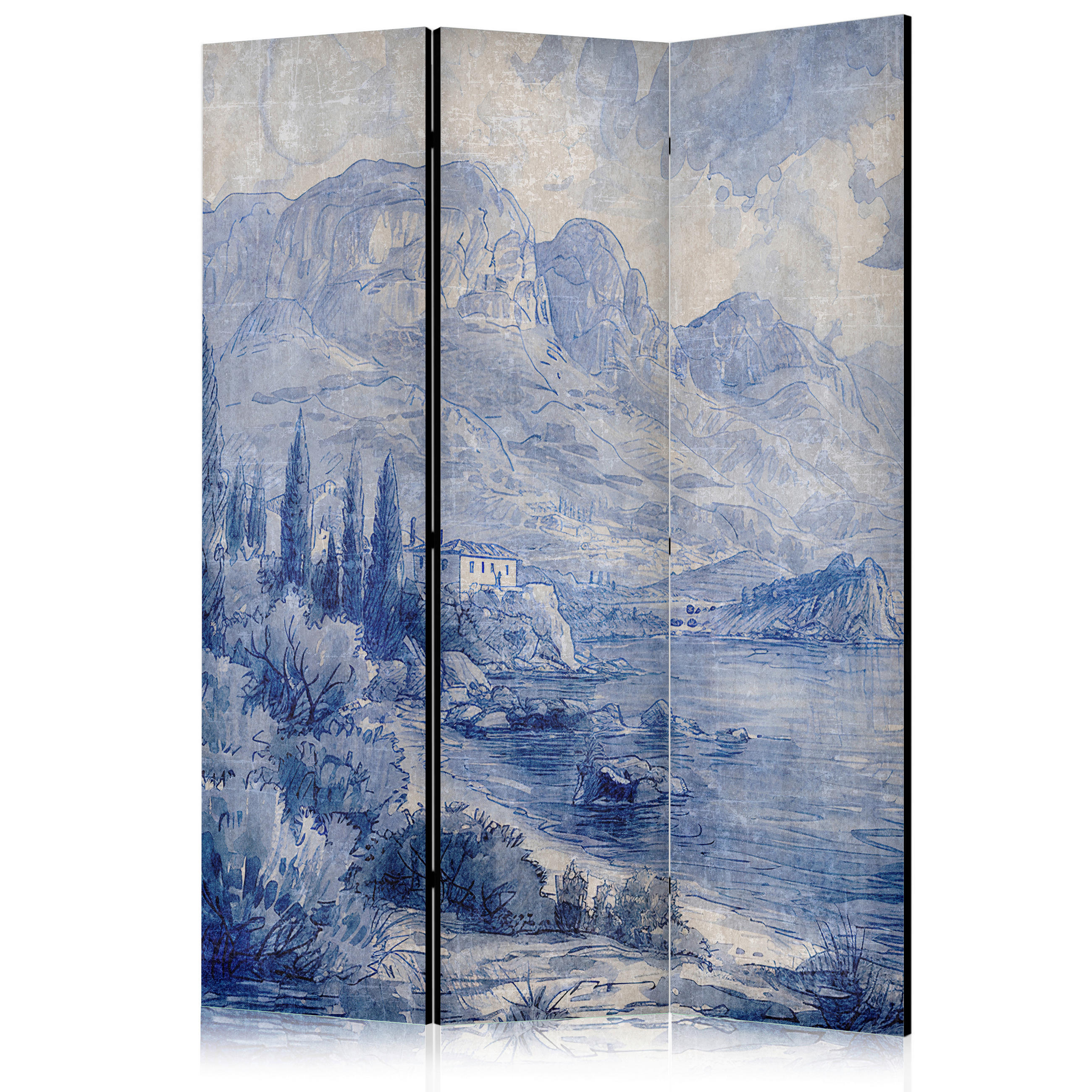 PARAVENT - Pastellblau/Beige, Basics, Textil (135/172/3cm) - artgeist