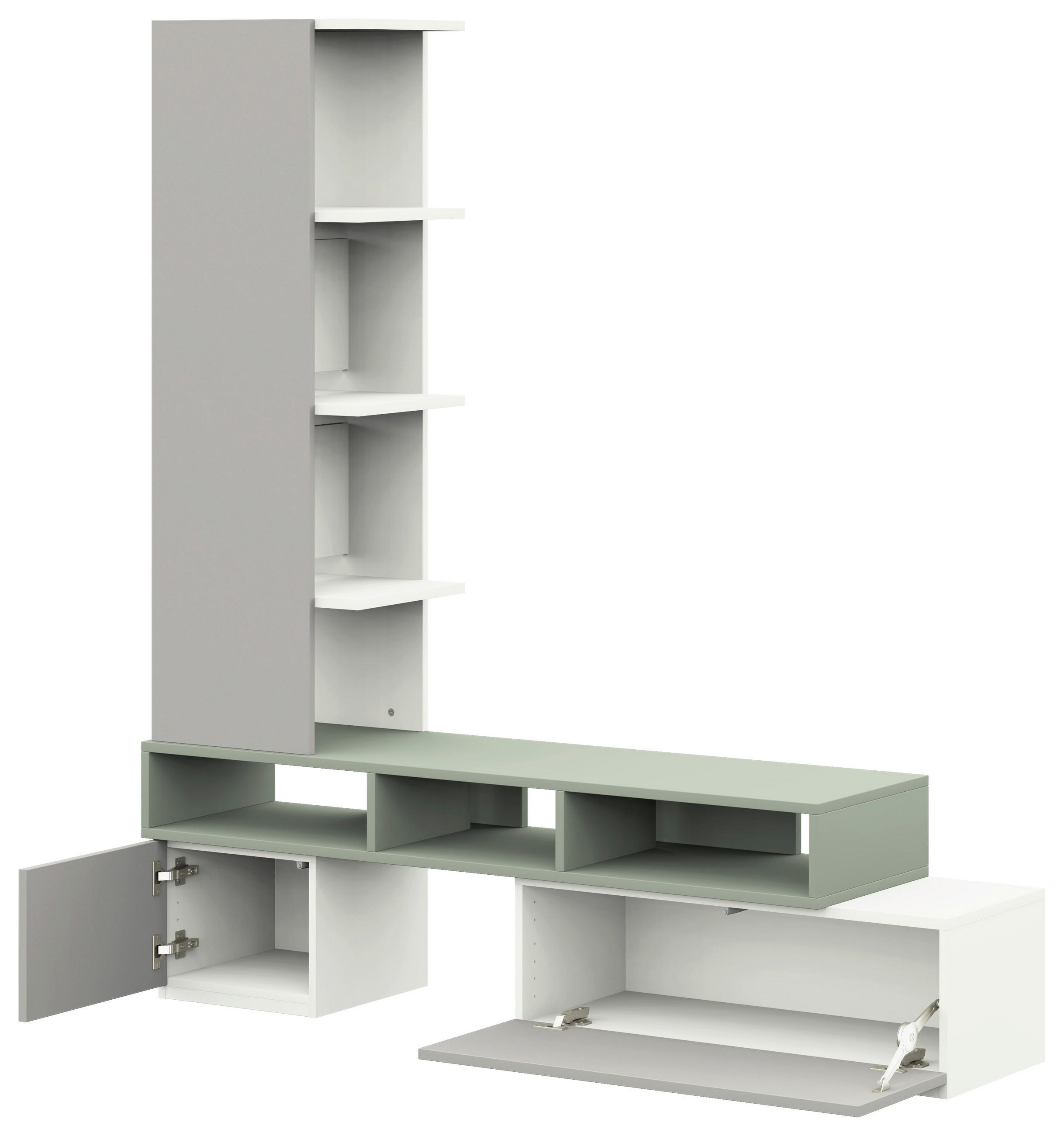 TV-ELEMENT - Salbeigrün/Hellgrau, KONVENTIONELL, Holzwerkstoff (150-195/178,8/36cm) - Cantus