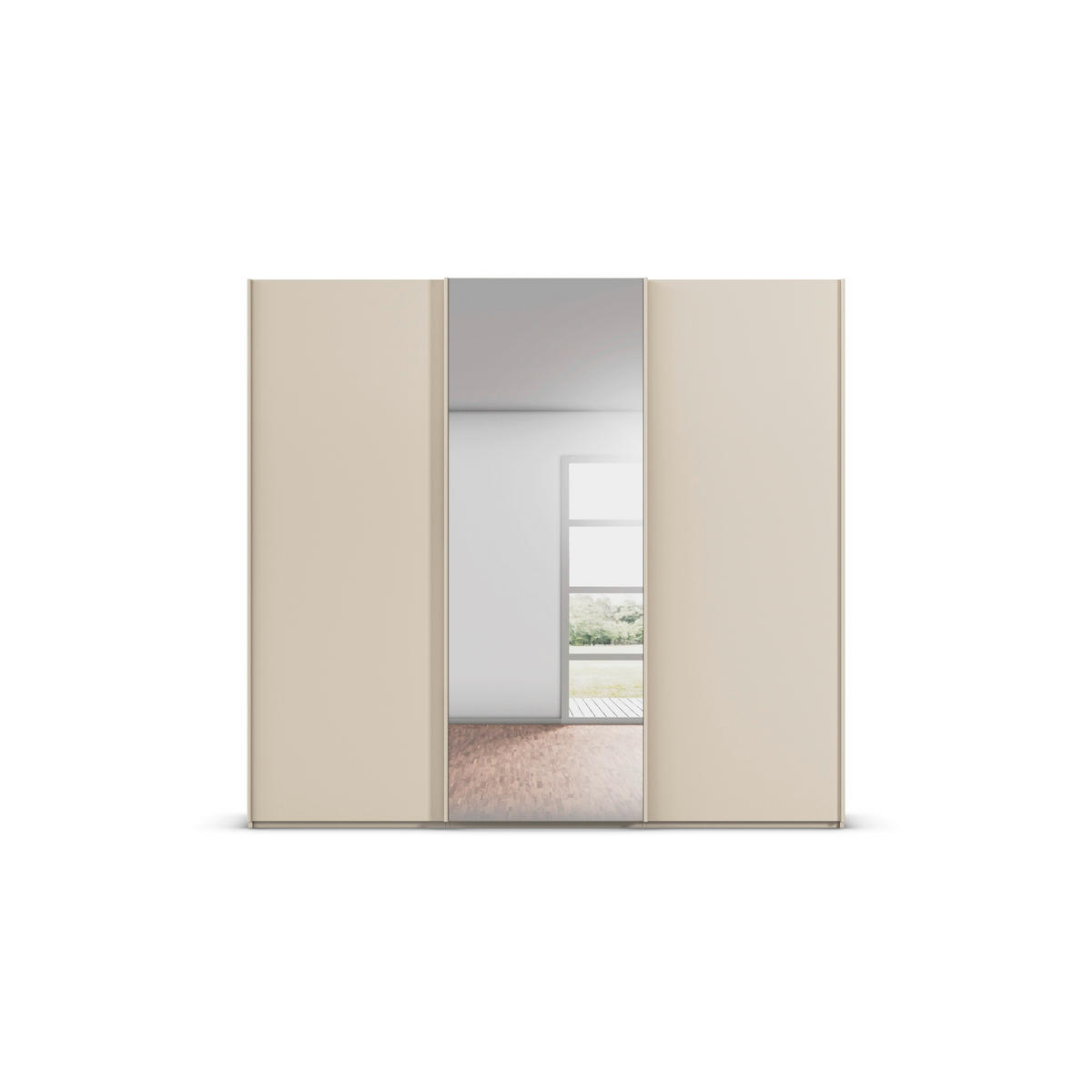 SCHWEBETÜRENSCHRANK 242/223/69 cm,  in Champagner, 3 Tür(en)  - Champagner, Basics, Glas/Holzwerkstoff (242/223/69cm) - Rauch Möbel