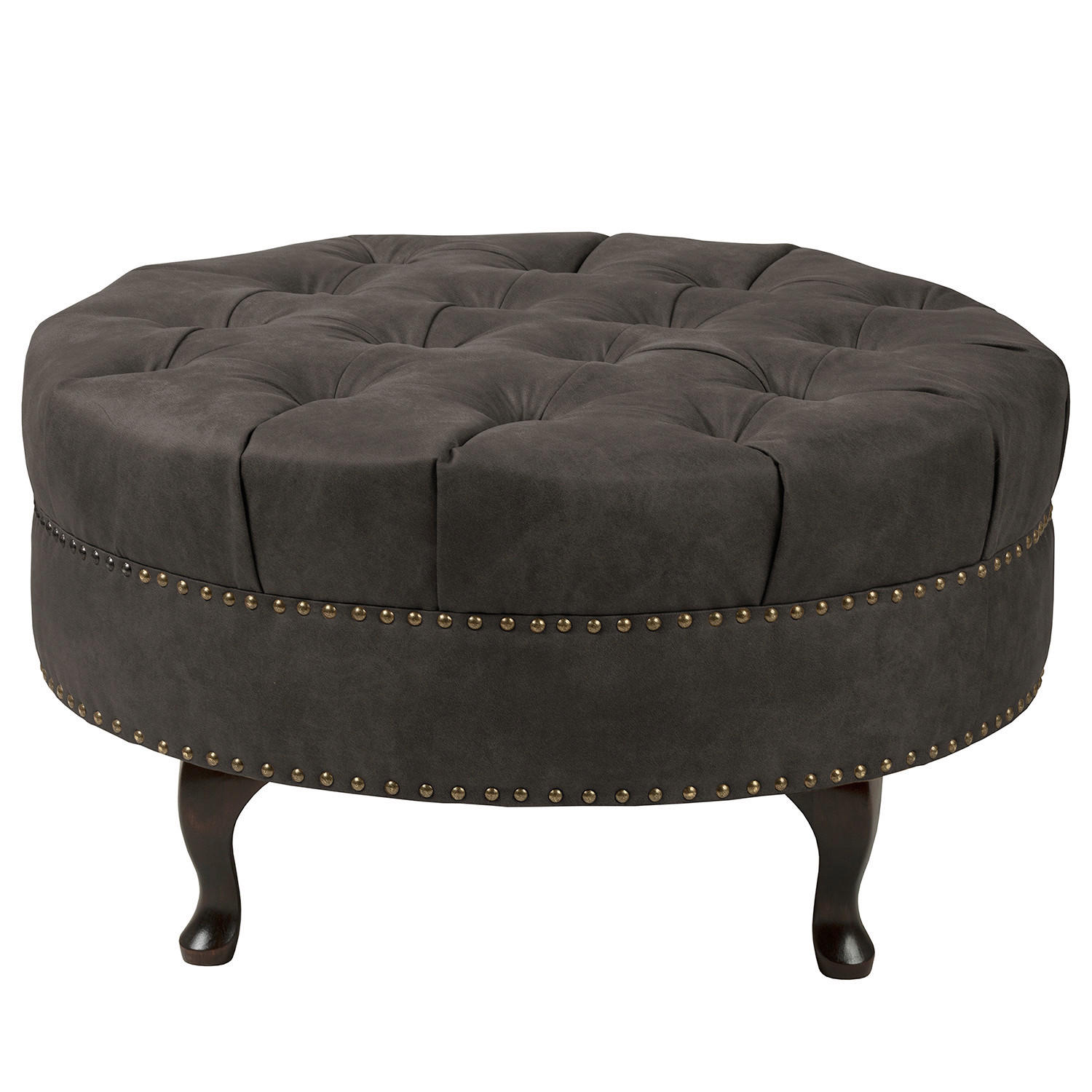 HOCKER Pako Lederlook Grau  - Braun/Grau, Design, Holz/Textil (80/45/80cm) - Livetastic