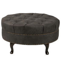 HOCKER Pako Lederlook Grau  - Braun/Grau, Design, Holz/Textil (80/45/80cm) - Livetastic