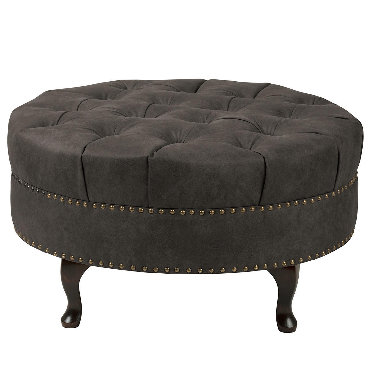 HOCKER Pako Lederlook Grau  - Braun/Grau, Design, Holz/Textil (80/45/80cm) - Livetastic