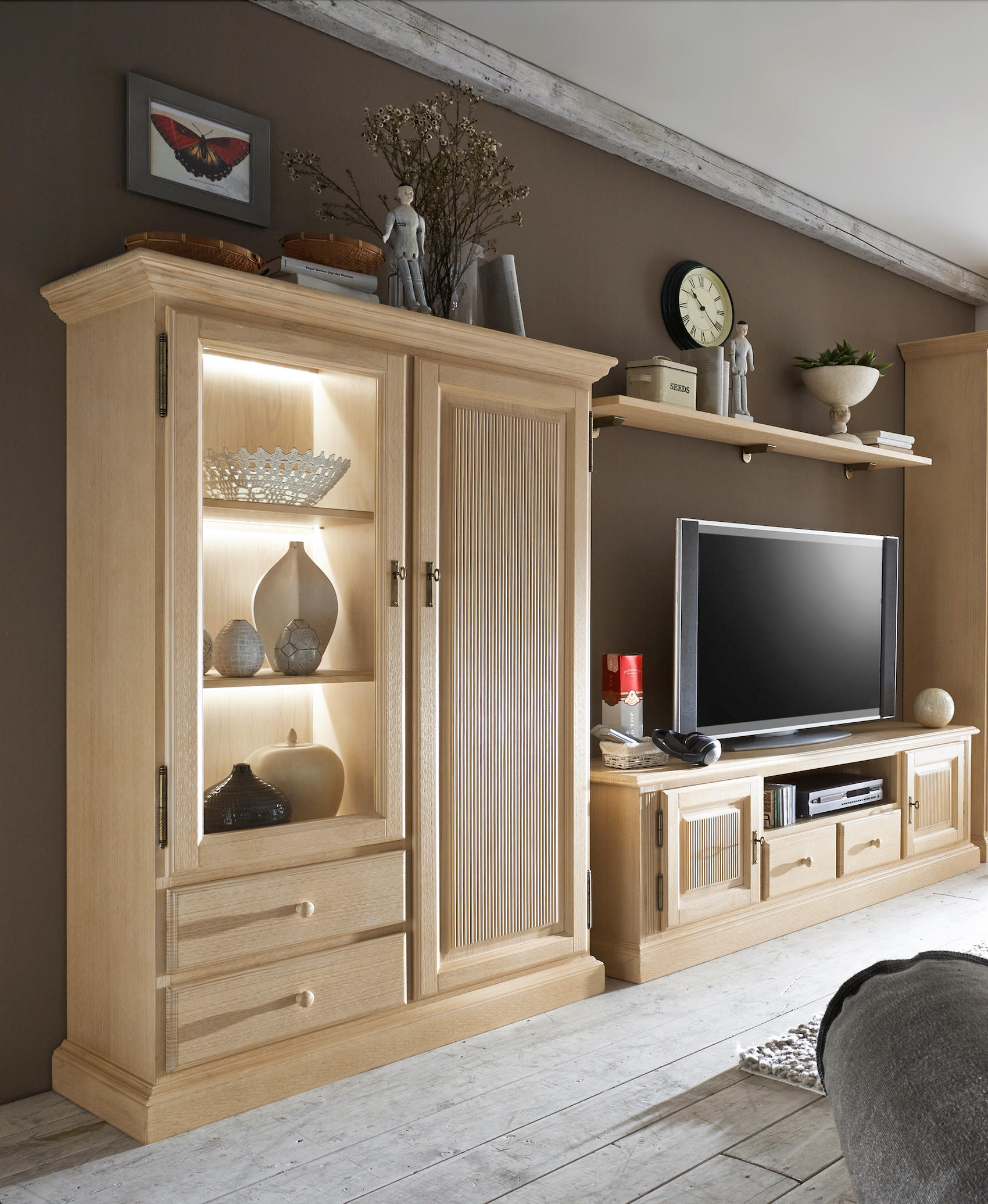 WANDBOARD Pinie massiv Beige  - Beige, Design, Holz (141/3/28cm) - Livetastic