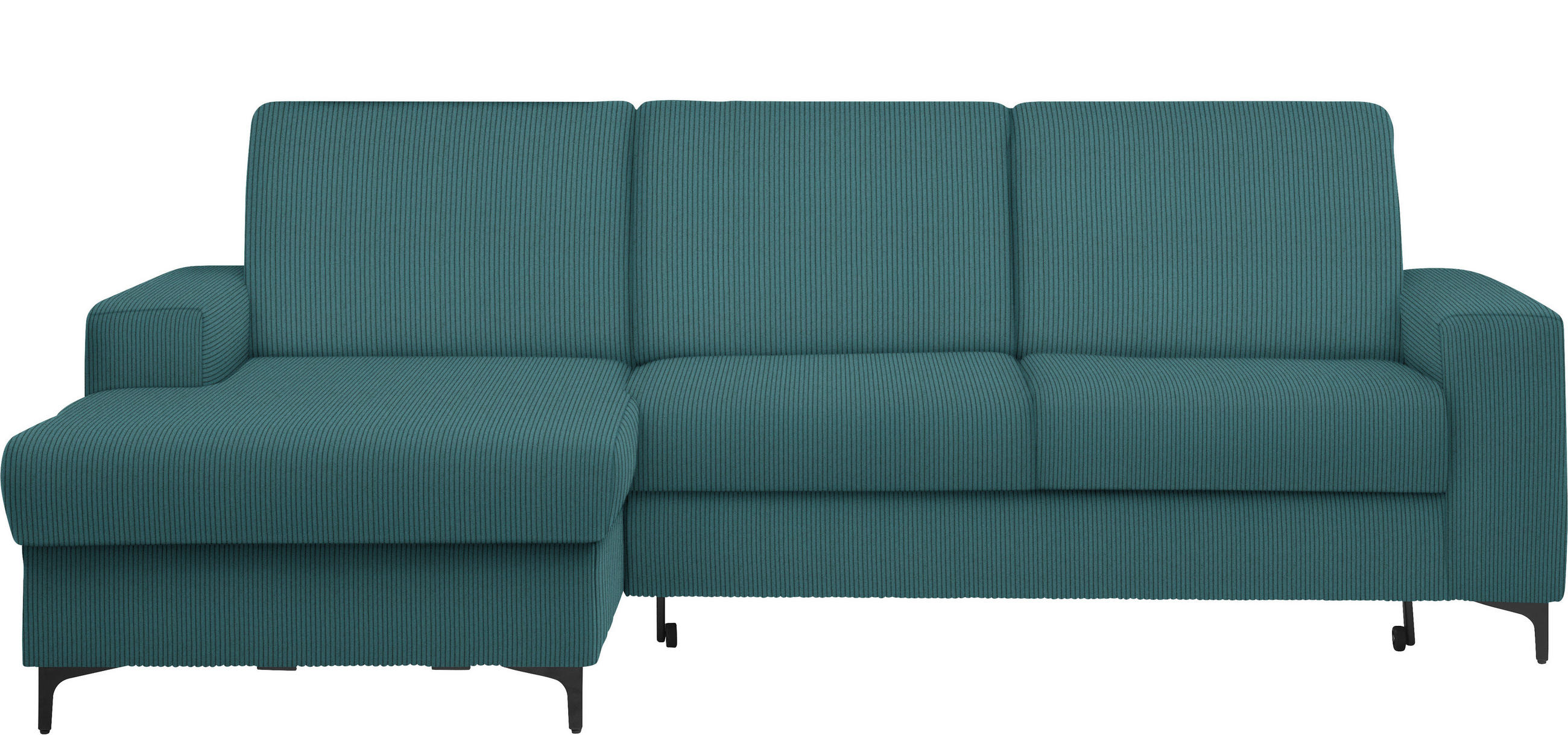 ECKSOFA in Cord Waldgrün  - Waldgrün/Schwarz, KONVENTIONELL, Textil/Metall (167/247cm) - Stylife