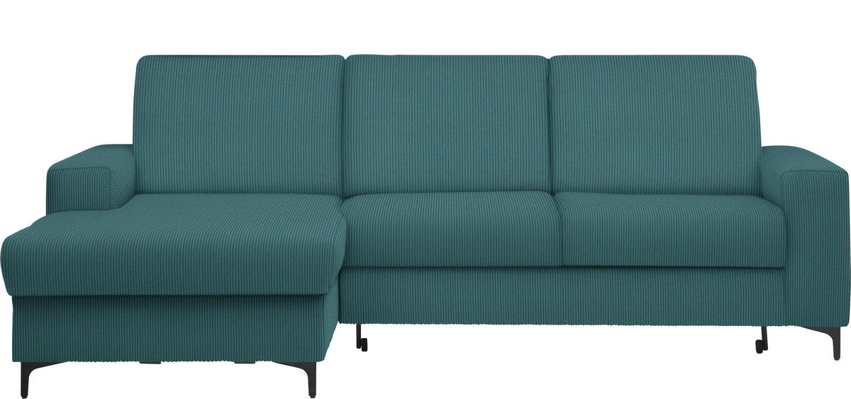 ECKSOFA in Cord Waldgrün  - Waldgrün/Schwarz, Konventionell, Textil/Metall (167/247cm) - Stylife
