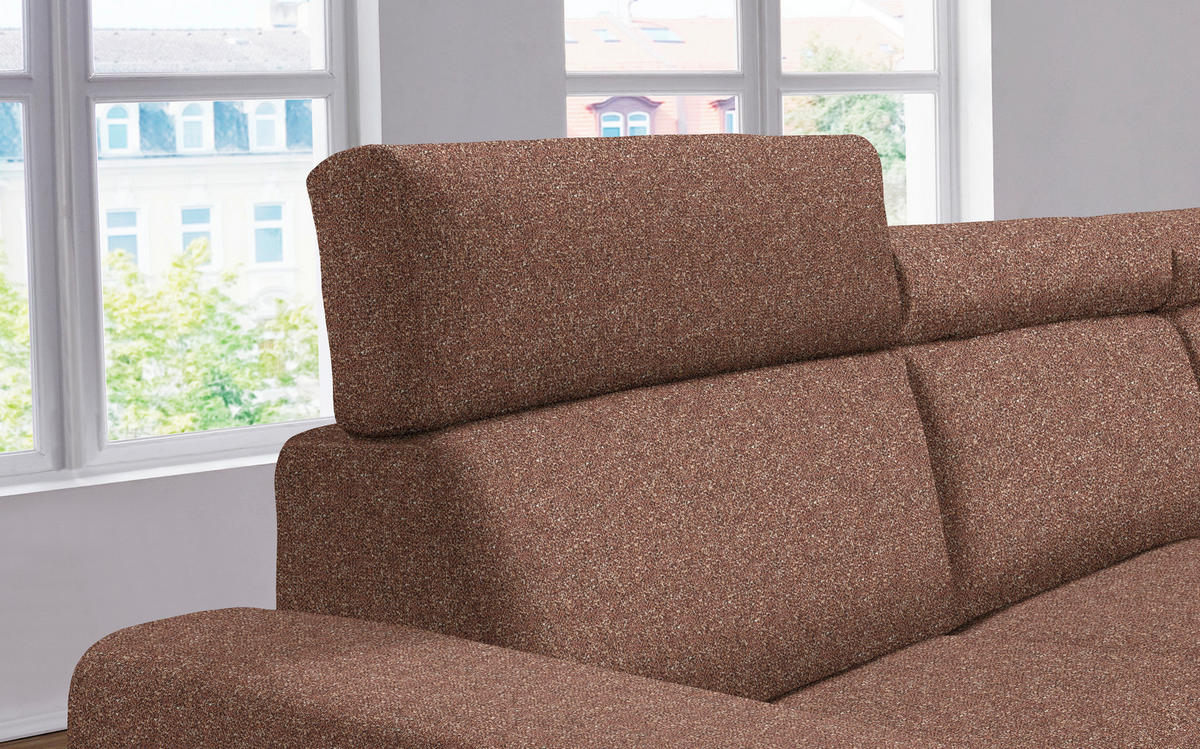 ECKSOFA  in Mikrovelours Terracotta  308/205 cm  - Terracotta/Alufarben, Design, Textil (308/205cm) - Sedda