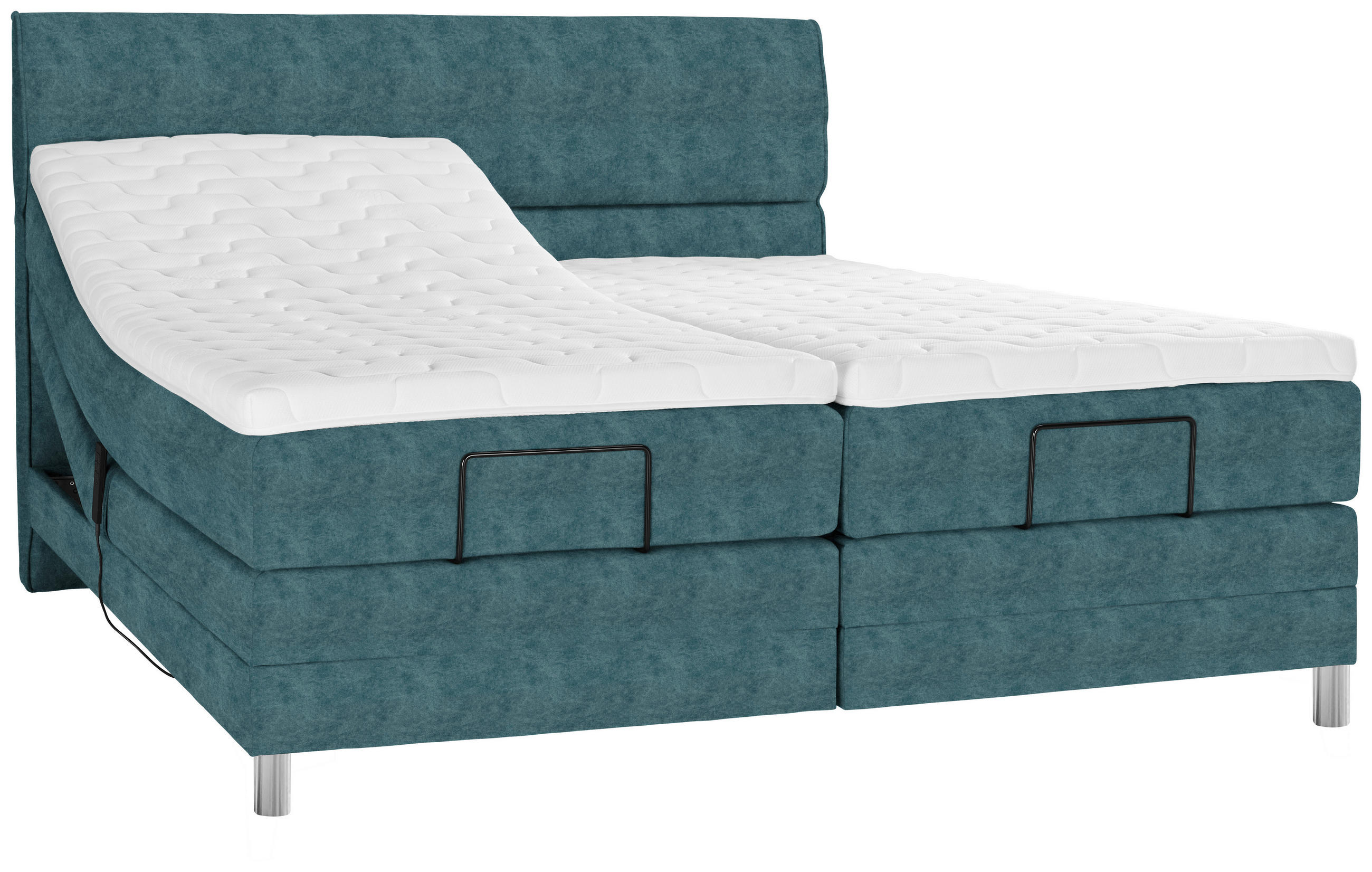 BOXSPRINGBETT 180/200 cm  in Blau  - Chromfarben/Blau, Konventionell, Kunststoff/Textil (180/200cm) - Voleo