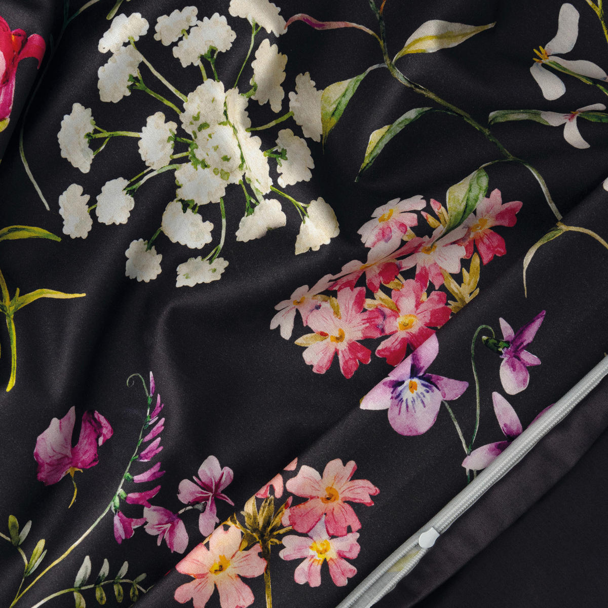 BETTWÄSCHE Satin 140/220 cm  - Schwarz, Design, Textil (140/220cm) - Florella