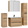 BADEZIMMER 5-teilig  in 141 cm  - Eichefarben/Schwarz, MODERN, Holzwerkstoff/Stein (141cm) - Nobilia
