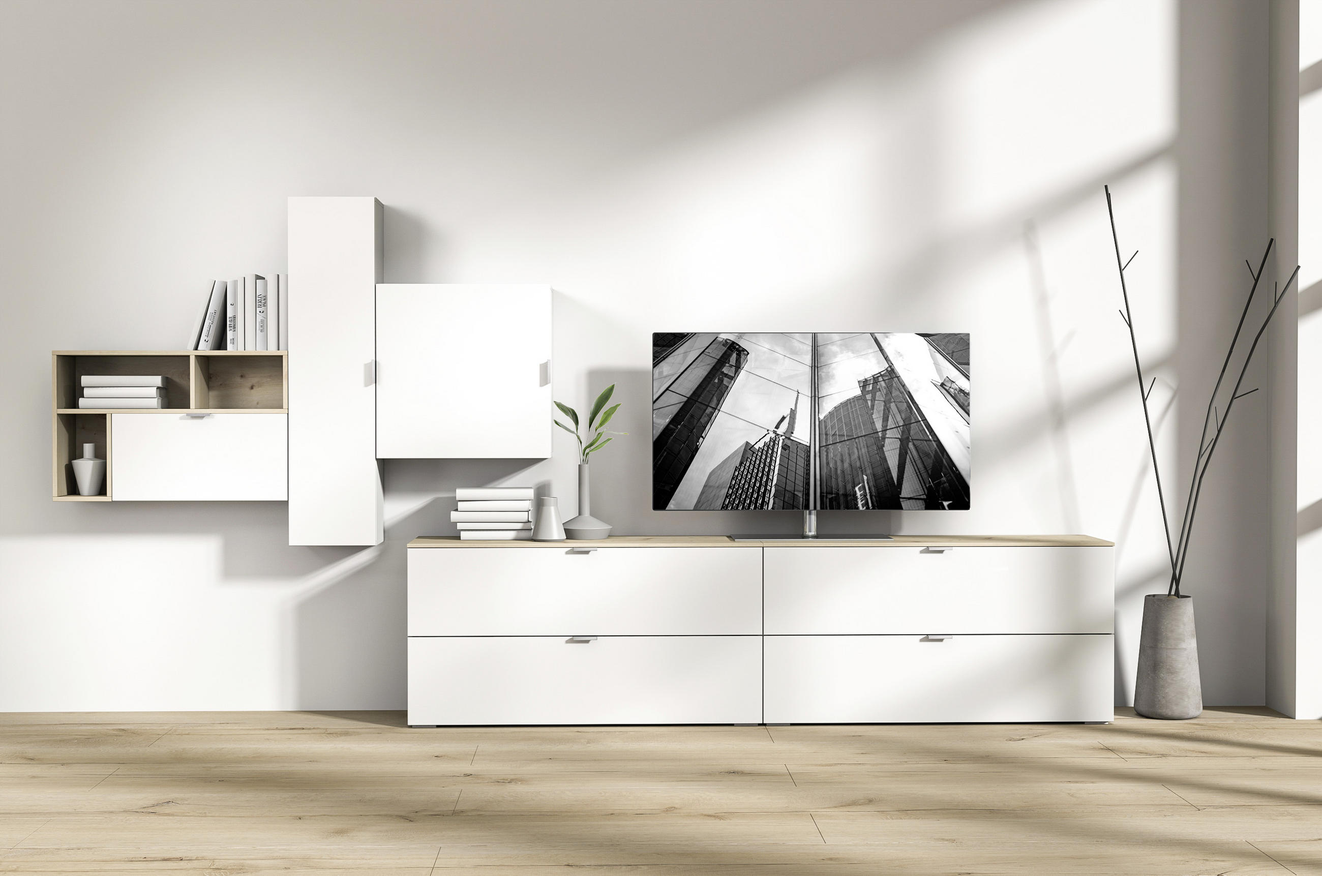 TV-ELEMENT 120/61/40 cm - weiss/Schwarz, Design, Holzwerkstoff/Kunststoff (120/61/40cm) - Ti`me