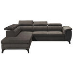ECKSOFA Dunkelbraun Mikrovelours  - Dunkelbraun/Schwarz, KONVENTIONELL, Kunststoff/Textil (231/274cm) - Carryhome