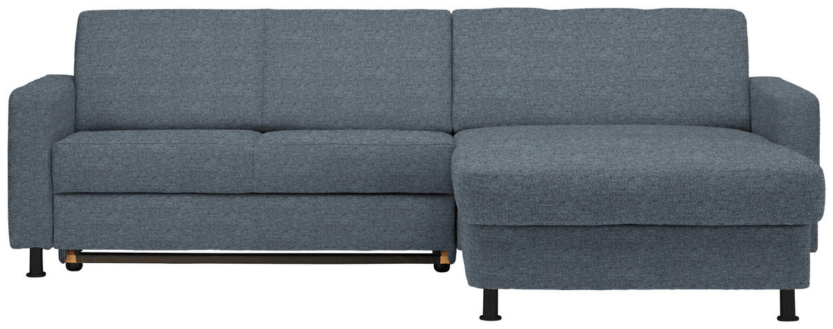 ECKSOFA in Webstoff Blaugrau  - Blaugrau/Schwarz, Design, Kunststoff/Textil (257/165cm) - Xora