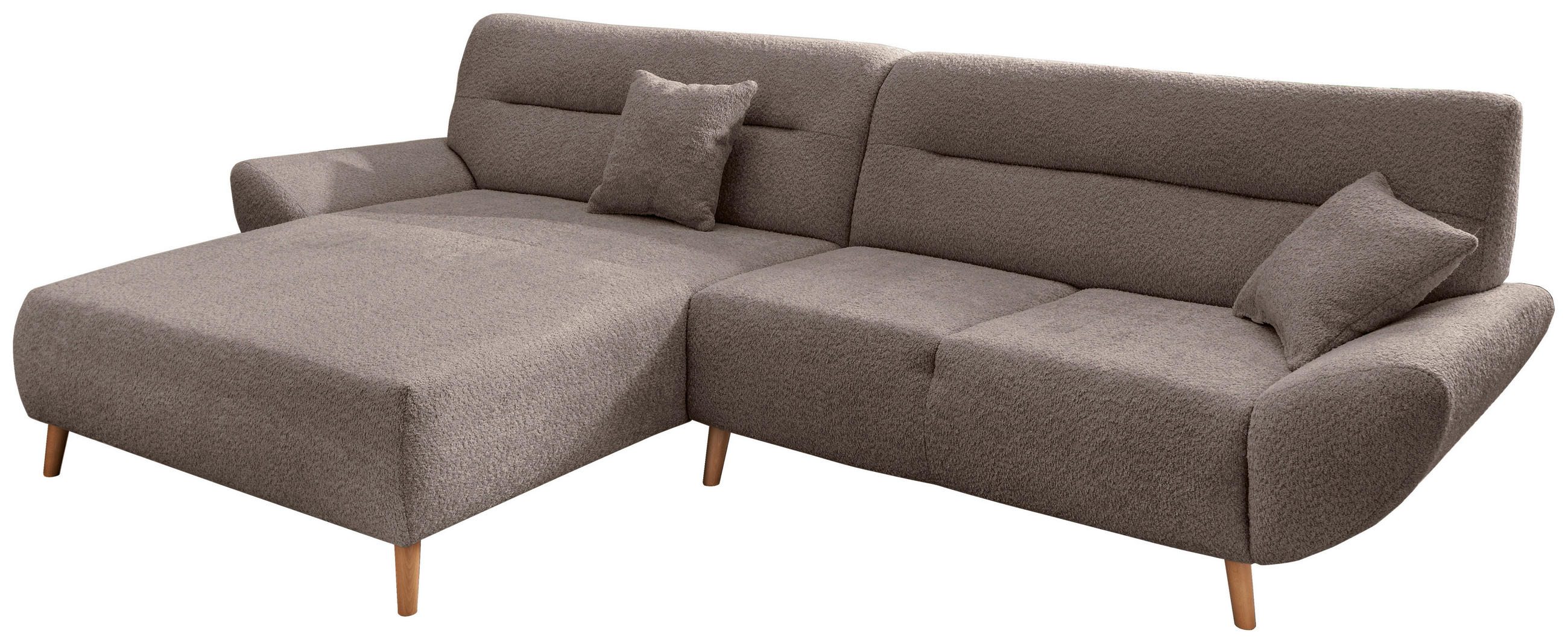 Thumbnail - Mid.you Ecksofa, Taupe, Textil, Buche, Uni, 4-Sitzer, Füllung: Schaumstoff, Ottomane links, L-Form, 166 cm, Made in EU, ...