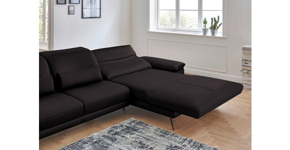 ECKSOFA Rivello in Echtleder Dunkelbraun  328/193 cm  - Dunkelbraun/Schwarz, Design, Leder/Metall (328/193cm) - Dieter Knoll