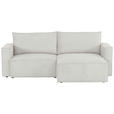 ECKSOFA Hellgrau Feincord  inkl. Rückenkissen, Bettkasten, Schlaffunktion, Rücken echt, Liegefläche im Originalstoff  - Hellgrau/Schwarz, KONVENTIONELL, Kunststoff/Textil (242/151cm) - Carryhome