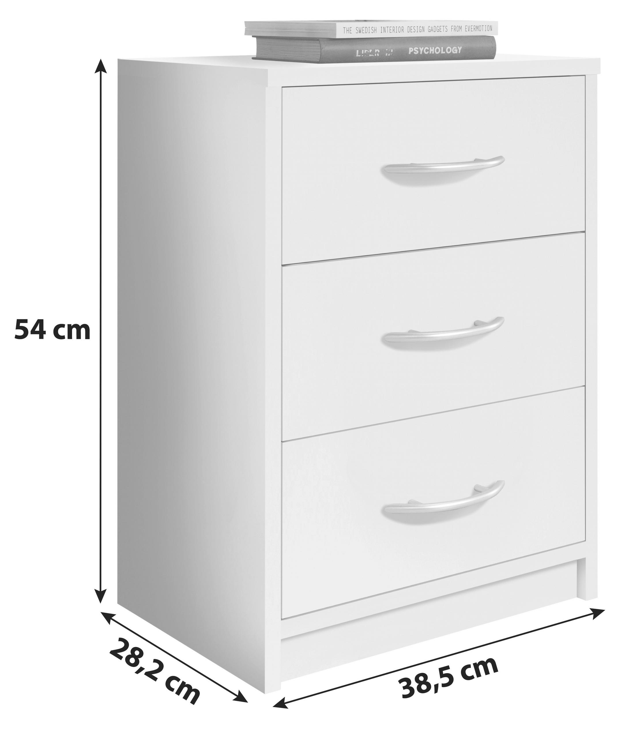 NOĆNI ORMARIĆ bijela - bijela/siva, Design, drvni materijal/plastika (38,5/54/28cm) - Hom`in
