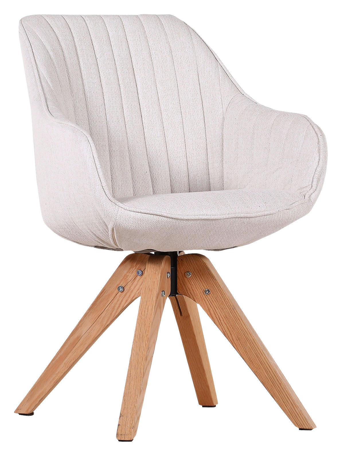 ARMLEHNSTUHL  Stoffauswahl, Sitzfläche 360° drehbar Flachgewebe  Weiß  - Eichefarben/Weiß, LIFESTYLE, Holz/Textil (60/83/65cm) - home24