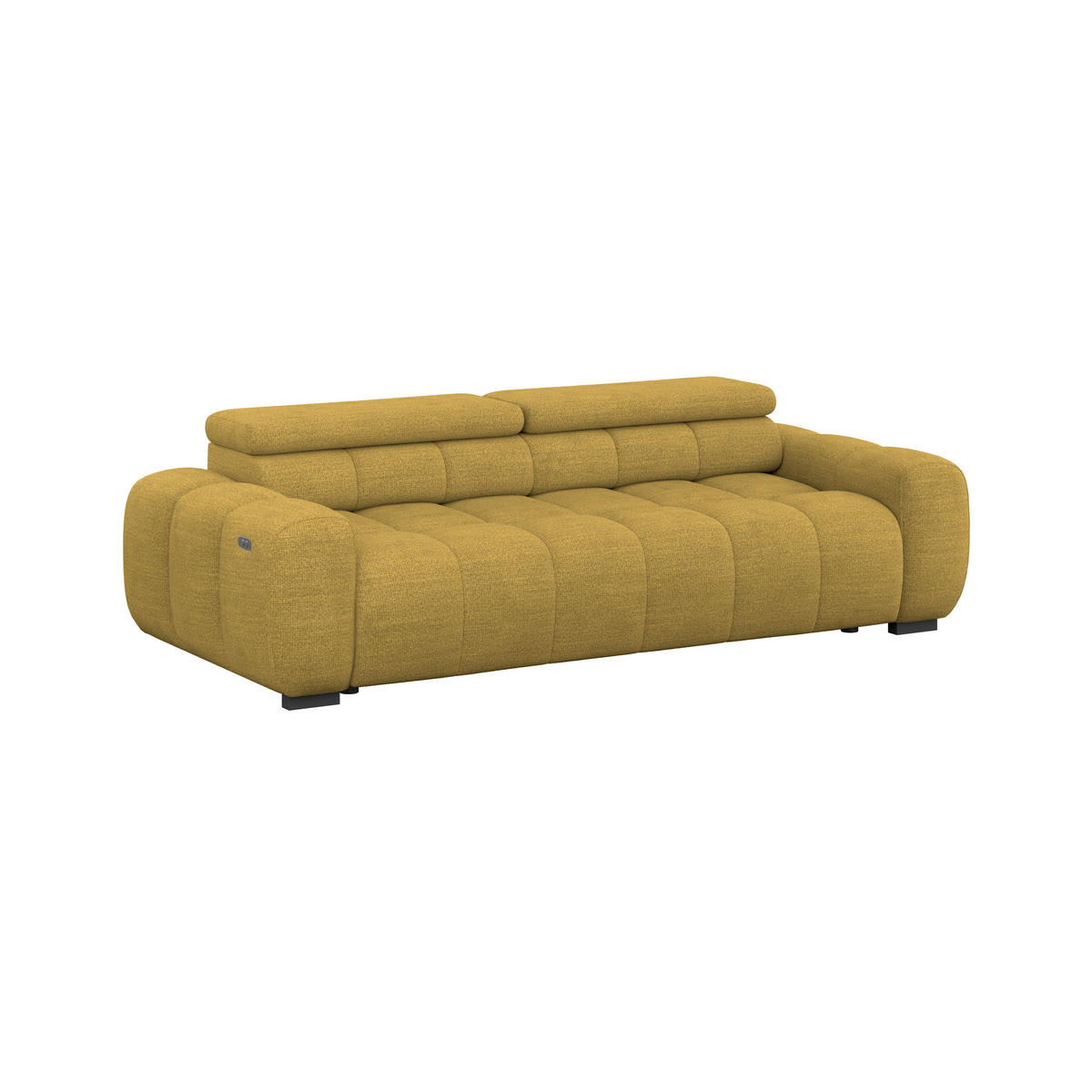 BIGSOFA Webstoff Grün, Senfgelb  - Senfgelb/Schwarz, Design, Kunststoff/Textil (248/77-97/108cm) - Welnova