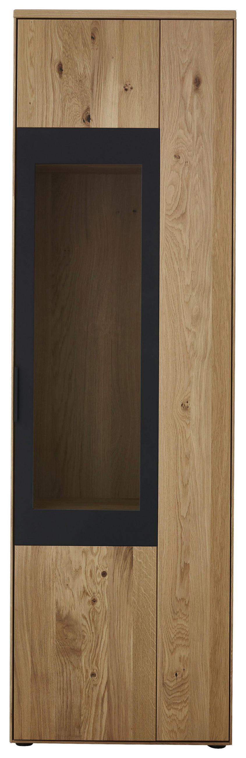 VITRINE in massiv Wildeiche Schwarz, Wildeiche  - Wildeiche/Schwarz, Design, Glas/Holz (62/206/37cm) - Valdera