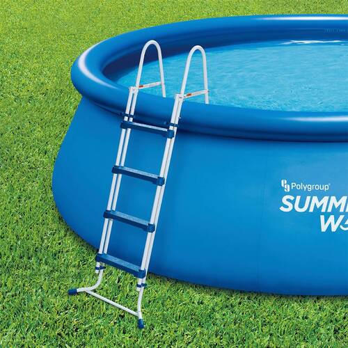 POOLLEITER  - Blau/Weiß, Basics, Metall (132cm) - Ambia Garden