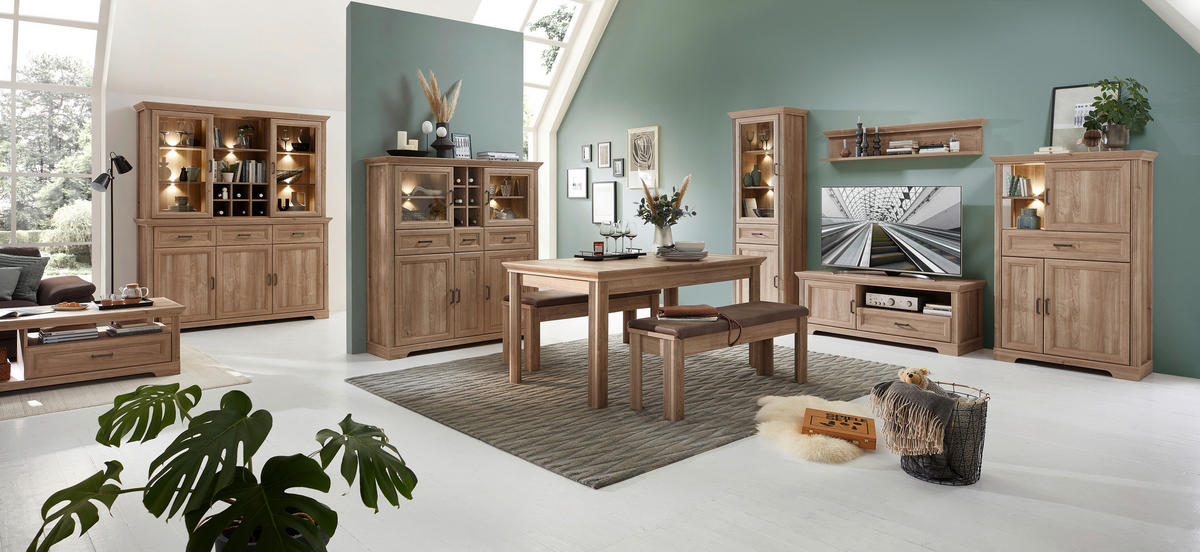 VITRINE in Eichefarben  - Eichefarben, Design, Holzwerkstoff/Metall (66/204/42cm) - MID.YOU