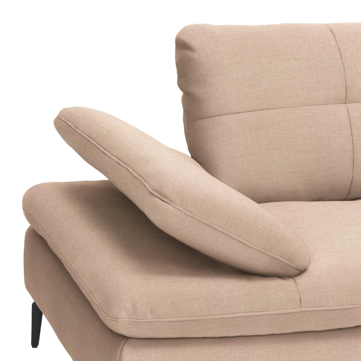 ECKSOFA in Webstoff Hellbraun  - Hellbraun/Schwarz, Design, Textil/Metall (301/179cm) - Chilliano