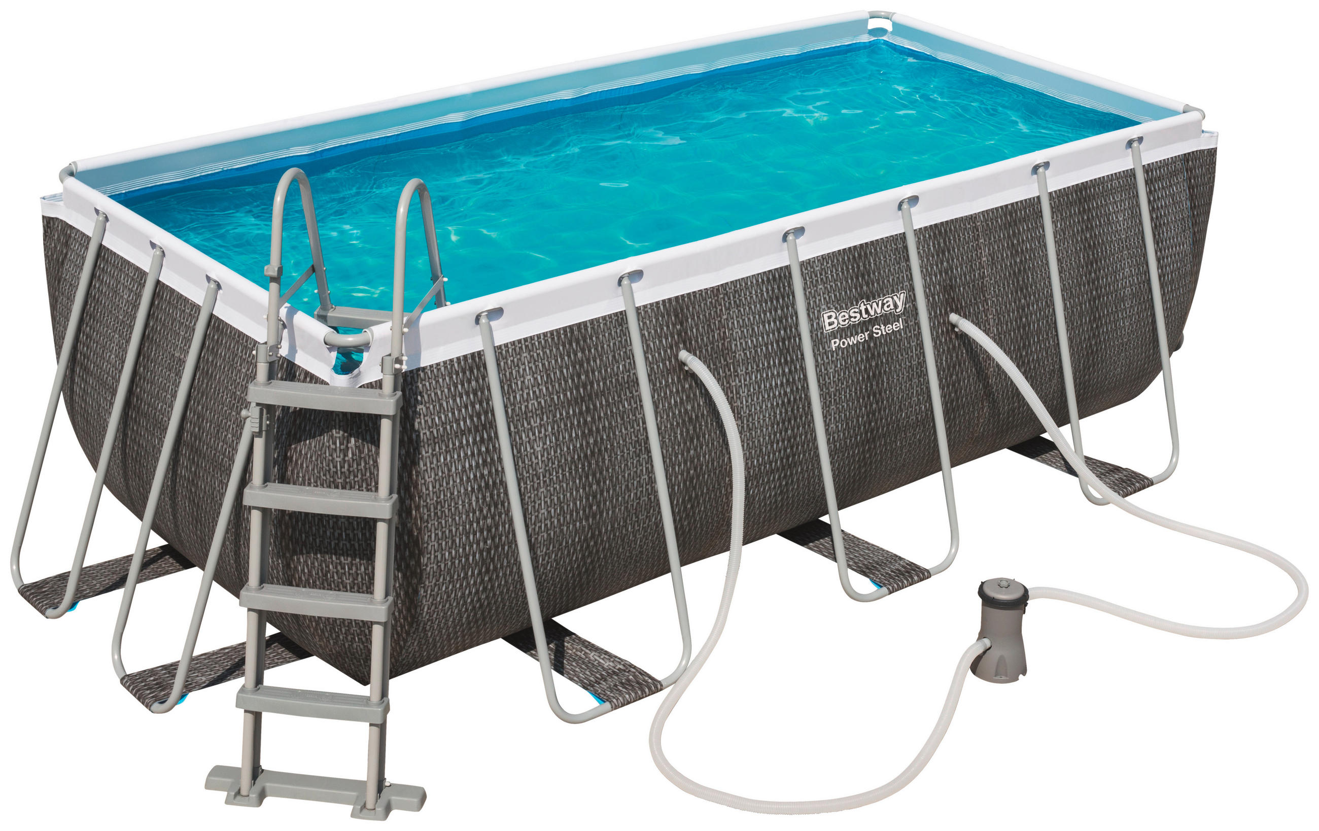 POOL SET 56722 412/201/122 cm  - Blau/Weiß, KONVENTIONELL, Kunststoff/Metall (412/201/122cm) - Bestway