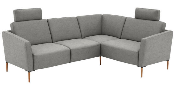 ECKSOFA  in Flachgewebe Hellgrau  238/186 cm  - Eichefarben/Hellgrau, Design, Holz/Textil (238/186cm) - Valnatura